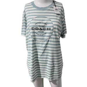 Coach Blue and white striped T-shirt Medium